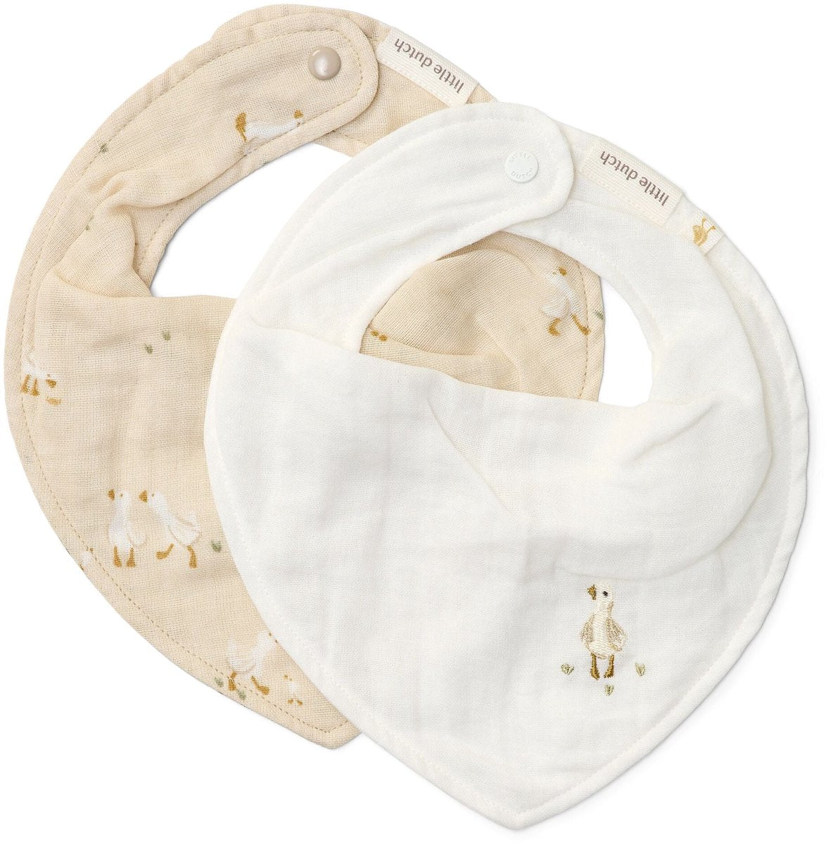 Pack de 2 baberos bandana de Little Dutch - blanco - recién nacido naturals - little goose