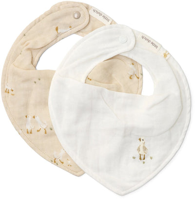Little dutch 2-pack bandana bib - white - newborn naturals - little goose