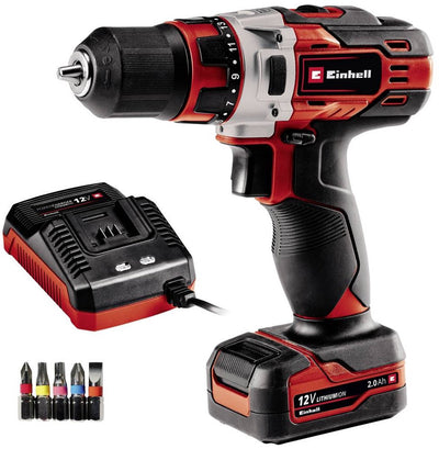 Einhell cordless drill/screwdriver te-cd 18 1 li kit - 12 v li-ion - 30 nm - 0-1400 rpm - 10 mm keyless drill chuck - incl. 1x 2.0 ah battery and charger