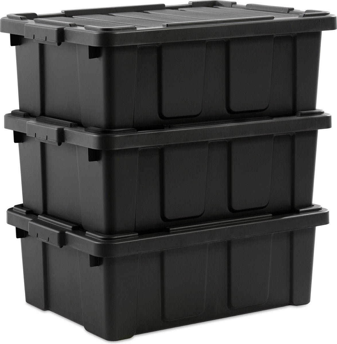 Robusta scatola portaoggetti Iris Power Box - 43 l - 100% plastica riciclata - nera - set da 3