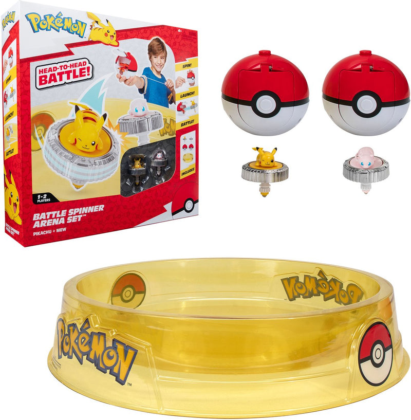 Jazwares Pokémon Battle Spinners con estadio Pikachu y Mew Playset