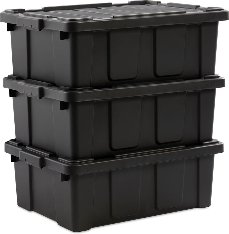 Robusta scatola portaoggetti Iris Power Box - 43 l - 100% plastica riciclata - nera - set da 3
