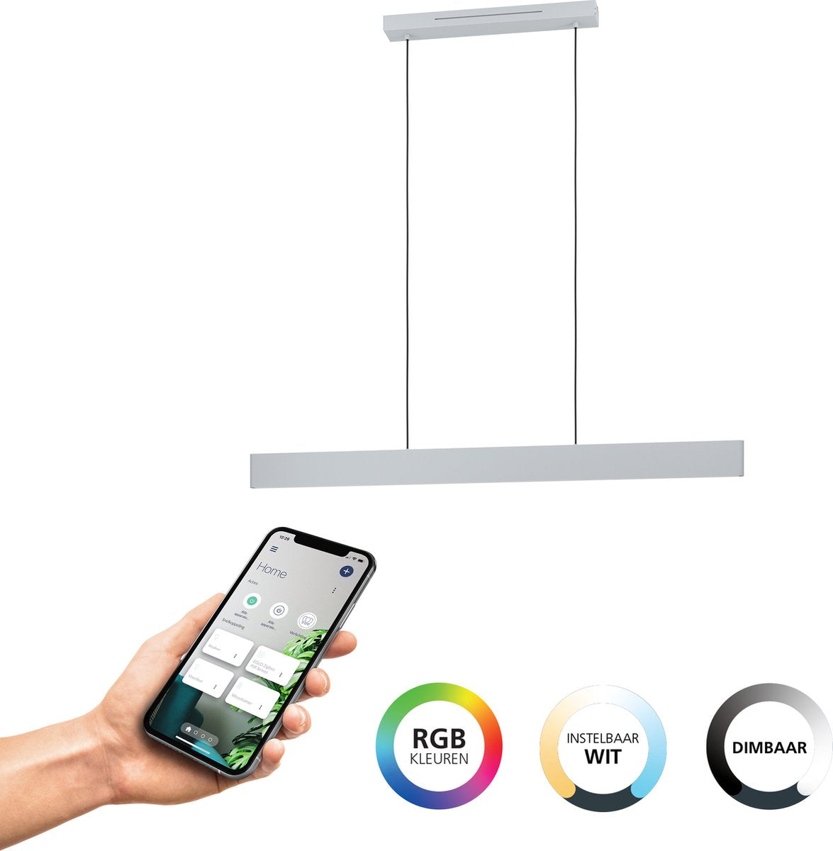 Eglo connect.z andreas-z hanglamp - 117 cm - grijs|wit - instelbaar rgb wit licht - dimbaar - zigbee