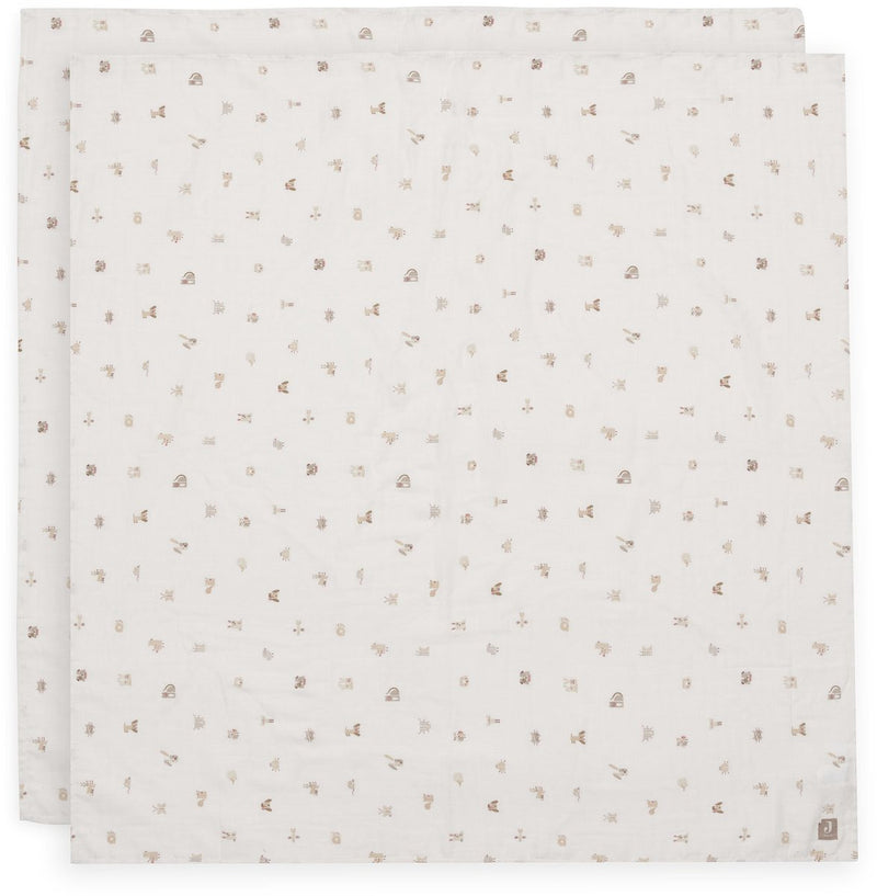 Panno idrofilo Jollein grande - 115x115 cm - amici animali - 2 pezzi