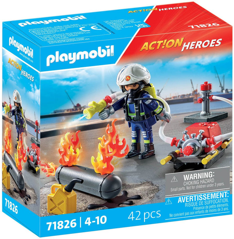 Playmobil 71826 pompiere con pompa dell'acqua