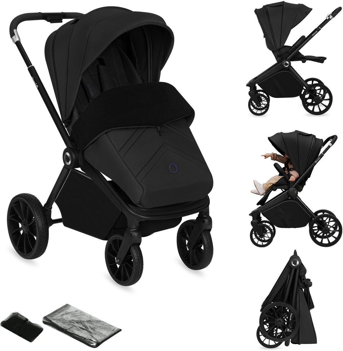 Cochecito Lionelo mika plus - ruedas todoterreno - ligero - asiento regulable - capota XXL con UPF 50+ - plegable compacto - accesorios incluidos