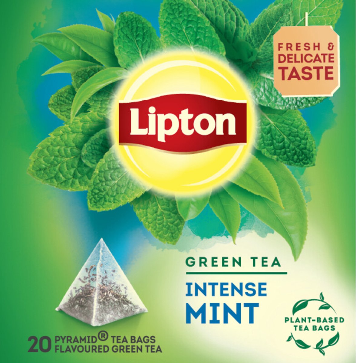 Tè verde Lipton menta intensa - 80 bustine di tè piramidale - tè verde menta intensa - 4 x 20 bustine - confezione risparmio