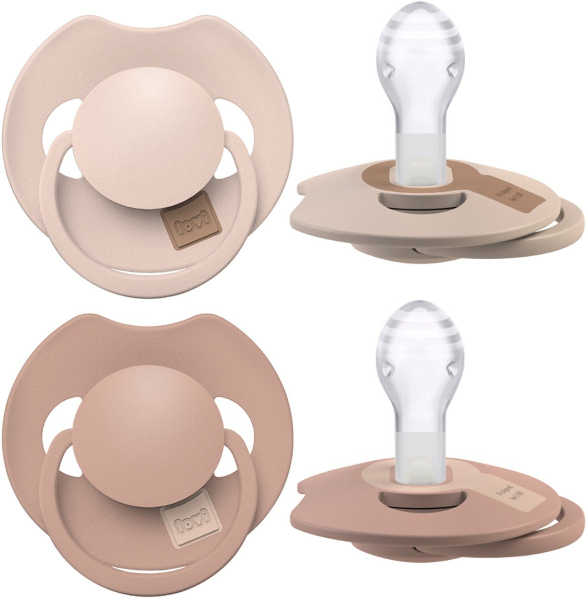 Difrax lovi fopspeen dynamisch - prime - 18+ maanden - beige bruin - 2 stuks