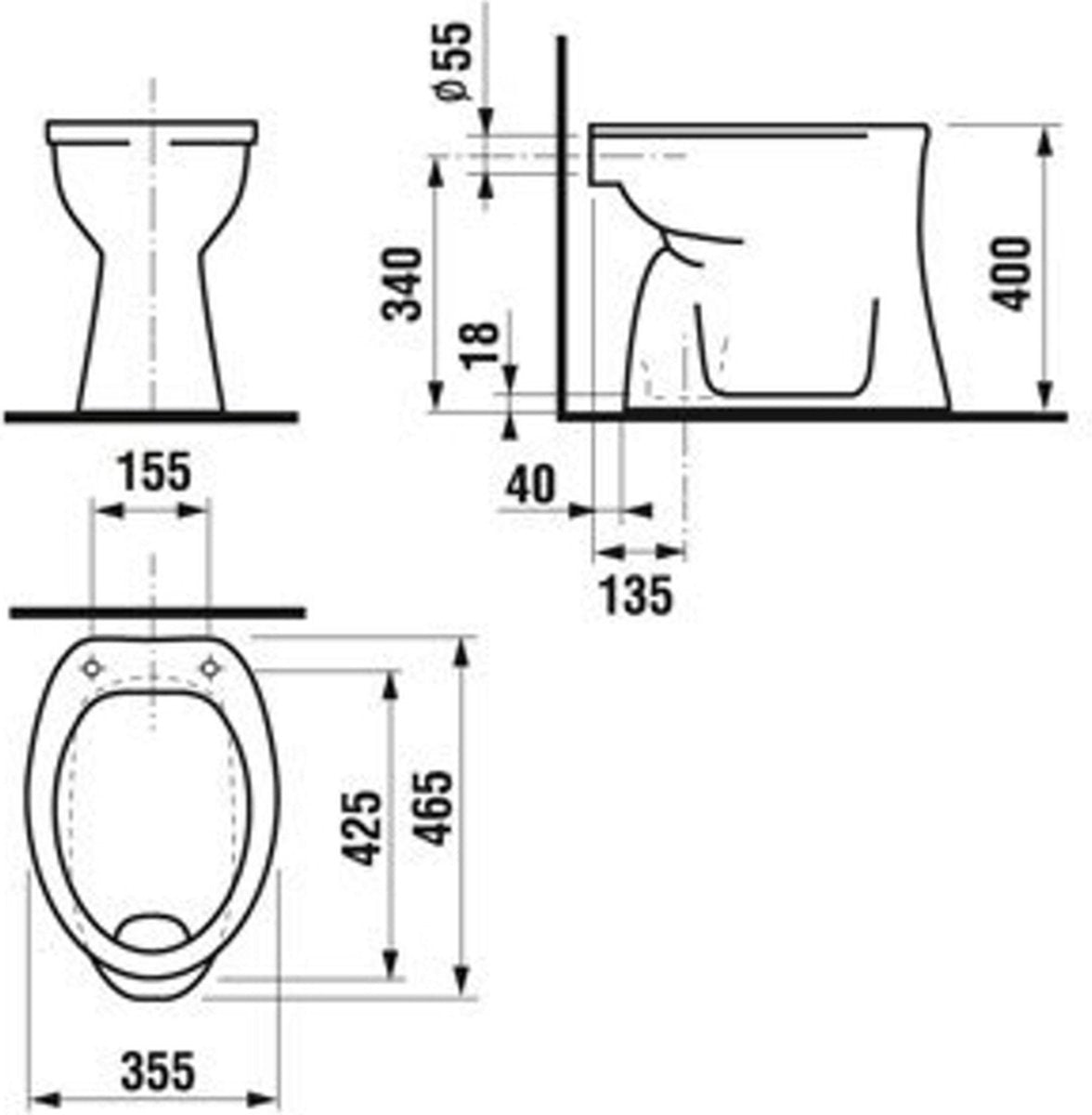 WC Plieger Bruxelles scarico piatto ao 35,5x46,5 cm bianco
