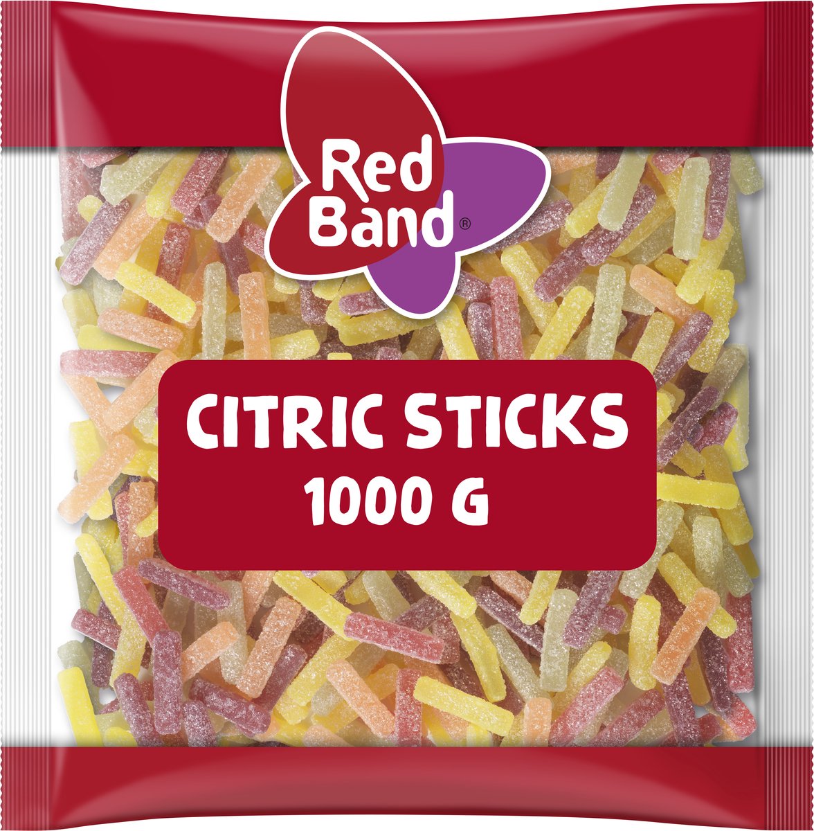 Caramelo de barritas de cítricos banda roja - sabor fruta ácida - bolsa 1000g