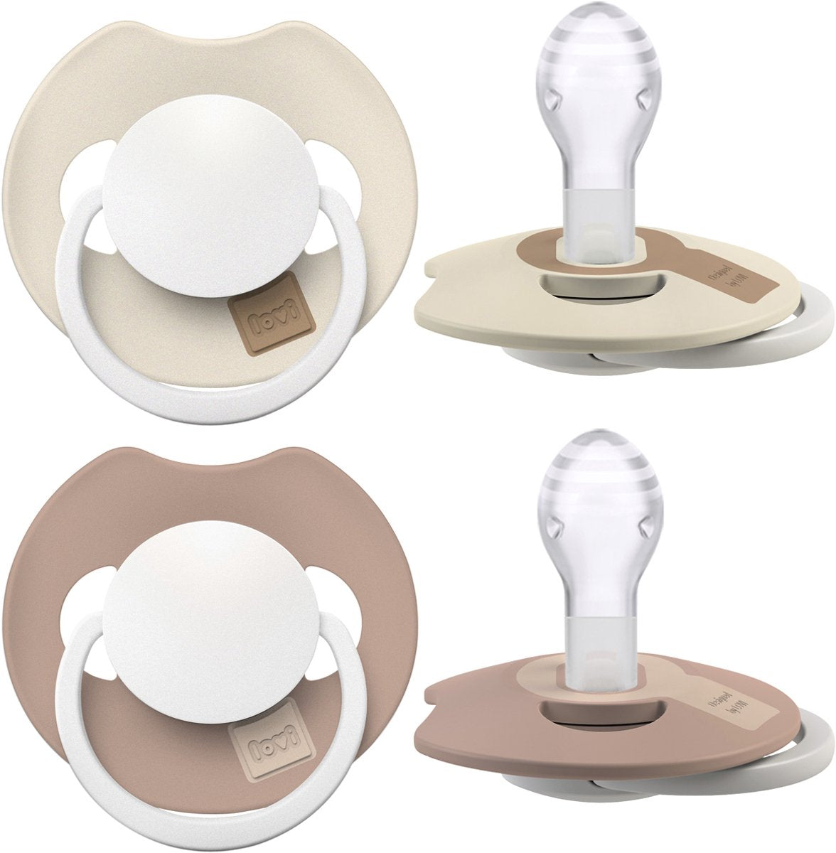 Ciuccio Difrax lovi Dynamic Prime Glow - 18+ mesi - beige e marrone - 2 pezzi
