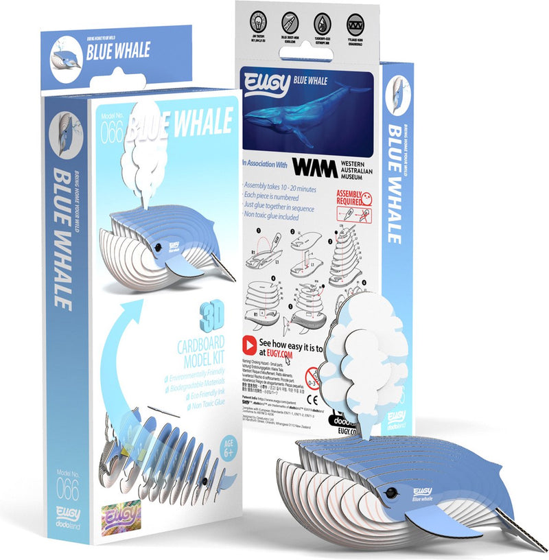 Puzzle 3d Eugy - balenottera azzurra - animali marini - sostenibile - collezionali tutti - 6 anni