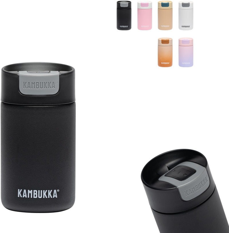 Tazza termica Kambukka olympus 300 ml - tazza da caffè da asporto - facile da pulire - tazza da caffè a prova di perdite - acciaio inossidabile - nero