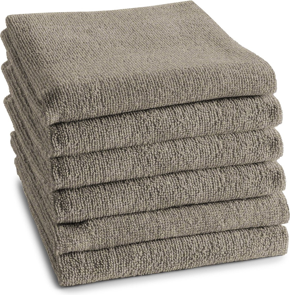 Ddddd - logo - 6x keukendoek - set van 6 stuks- katoen - effen - 50x55 cm - badstof - taupe
