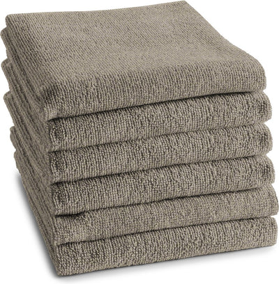 Ddddd - logo - 6x kitchen towel - set of 6 pieces - cotton - plain - 50x55 cm - terry cloth - taupe