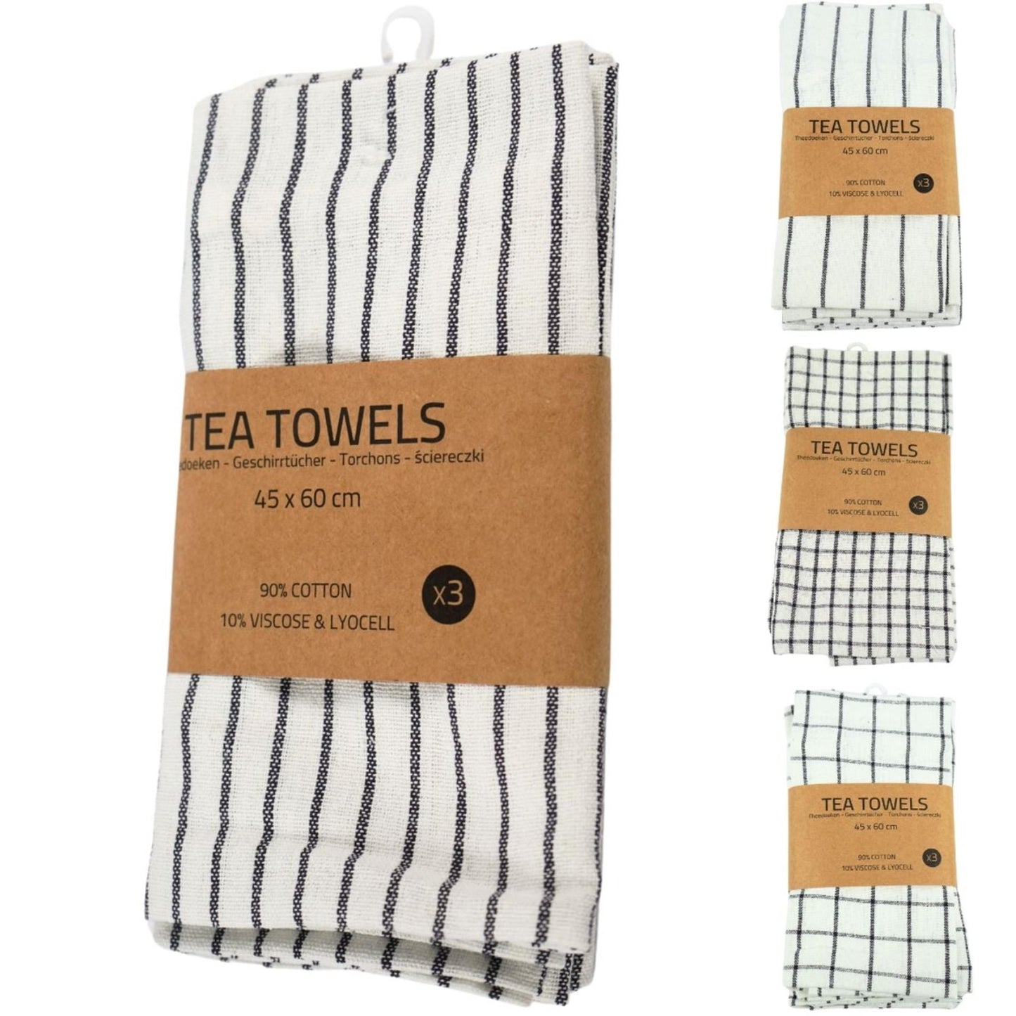 Set strofinacci 3 pezzi 45x60 cm 4 assortiti