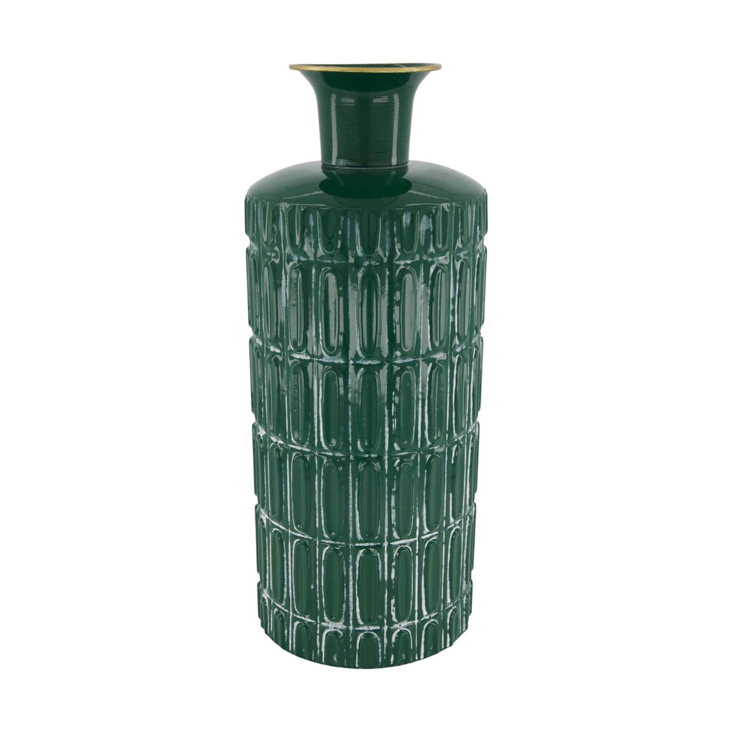 Dijk natural collections vaas metaal donker groen ø16xh39cm