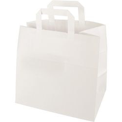 Bolsa de transporte Papstar con asa 250 x260x170mm papel kraft blanco
