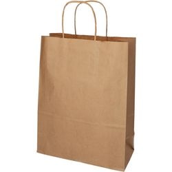 Bolsa de transporte Papstar con asa retorcida 280x220x100mm papel kraft marrón