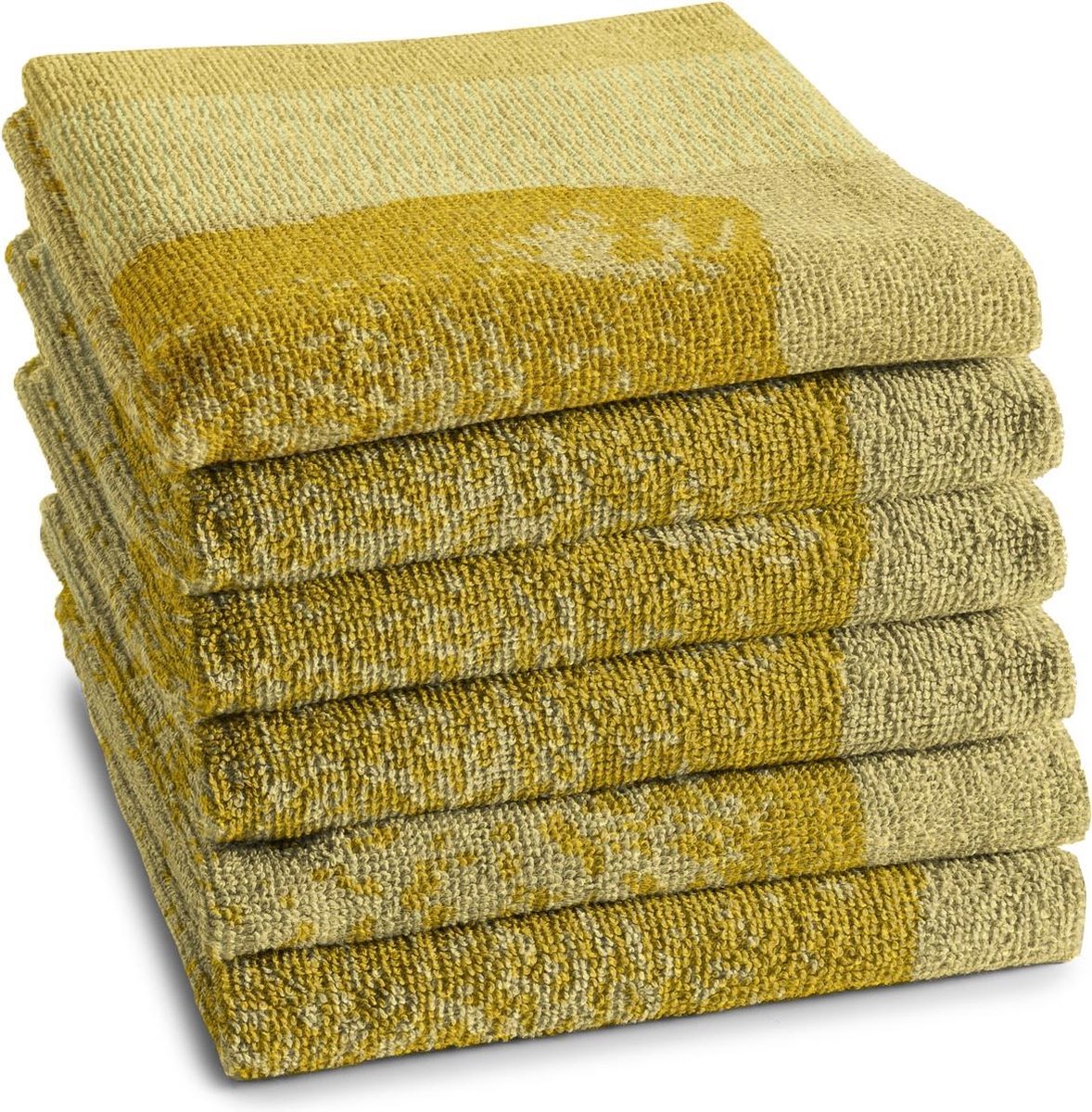 Ddddd - strofinaccio da cucina agli agrumi - set da 6 - cotone - stampa limoni - 50x55 cm - spugna - giallo