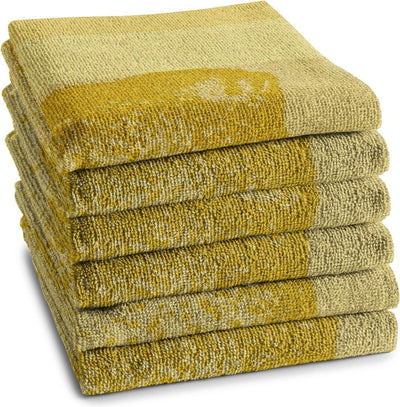 Ddddd - citrus kitchen towel - set of 6 - cotton - lemon print - 50x55 cm - terry cloth - yellow
