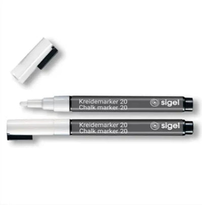 Unbranded sans marque sigel chalk marker - white - round tip 1-2 mm - 2 pieces - si-ba178