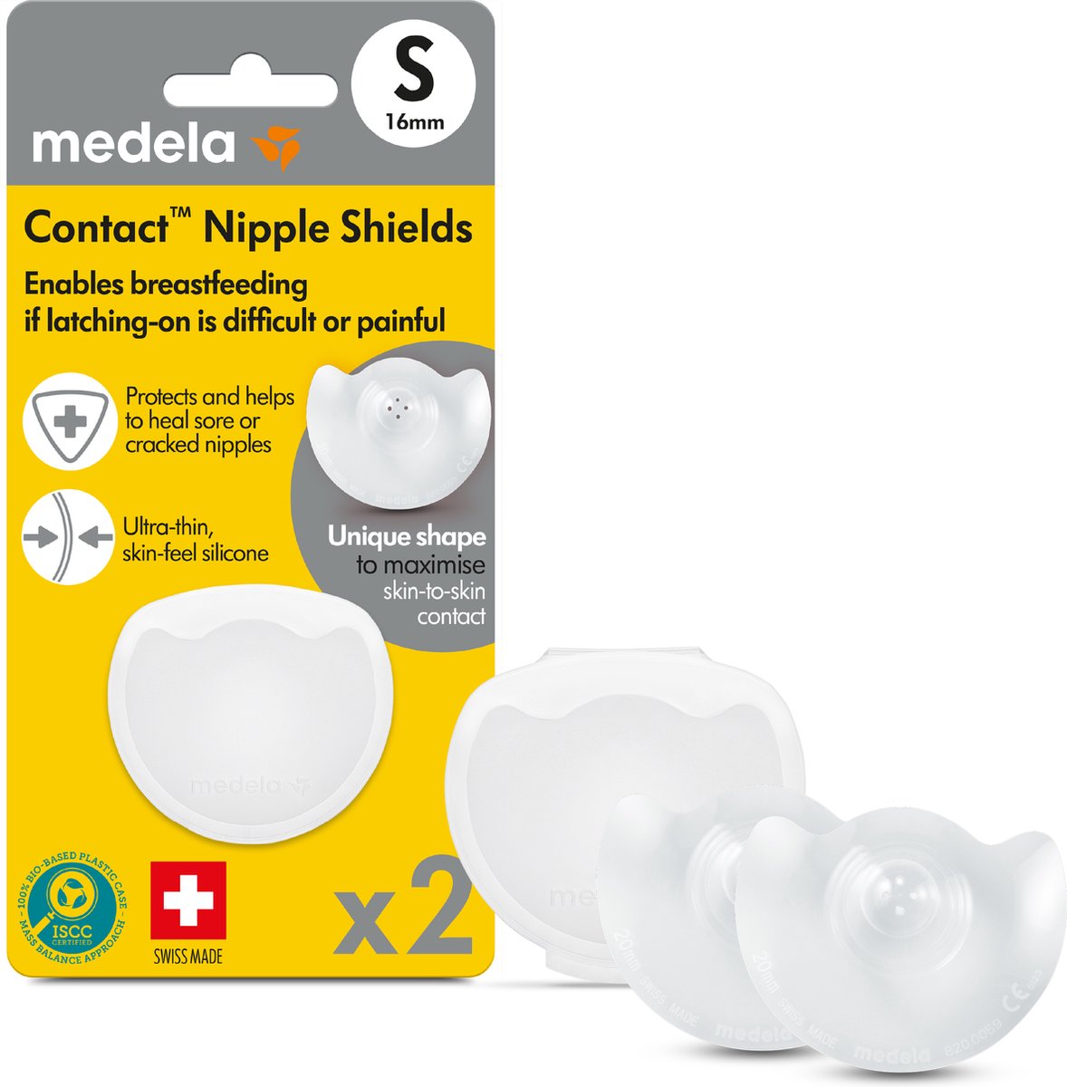 Protectores de pezones de contacto Medela – ayuda con la lactancia materna – talla s – 16 mm – 2 piezas