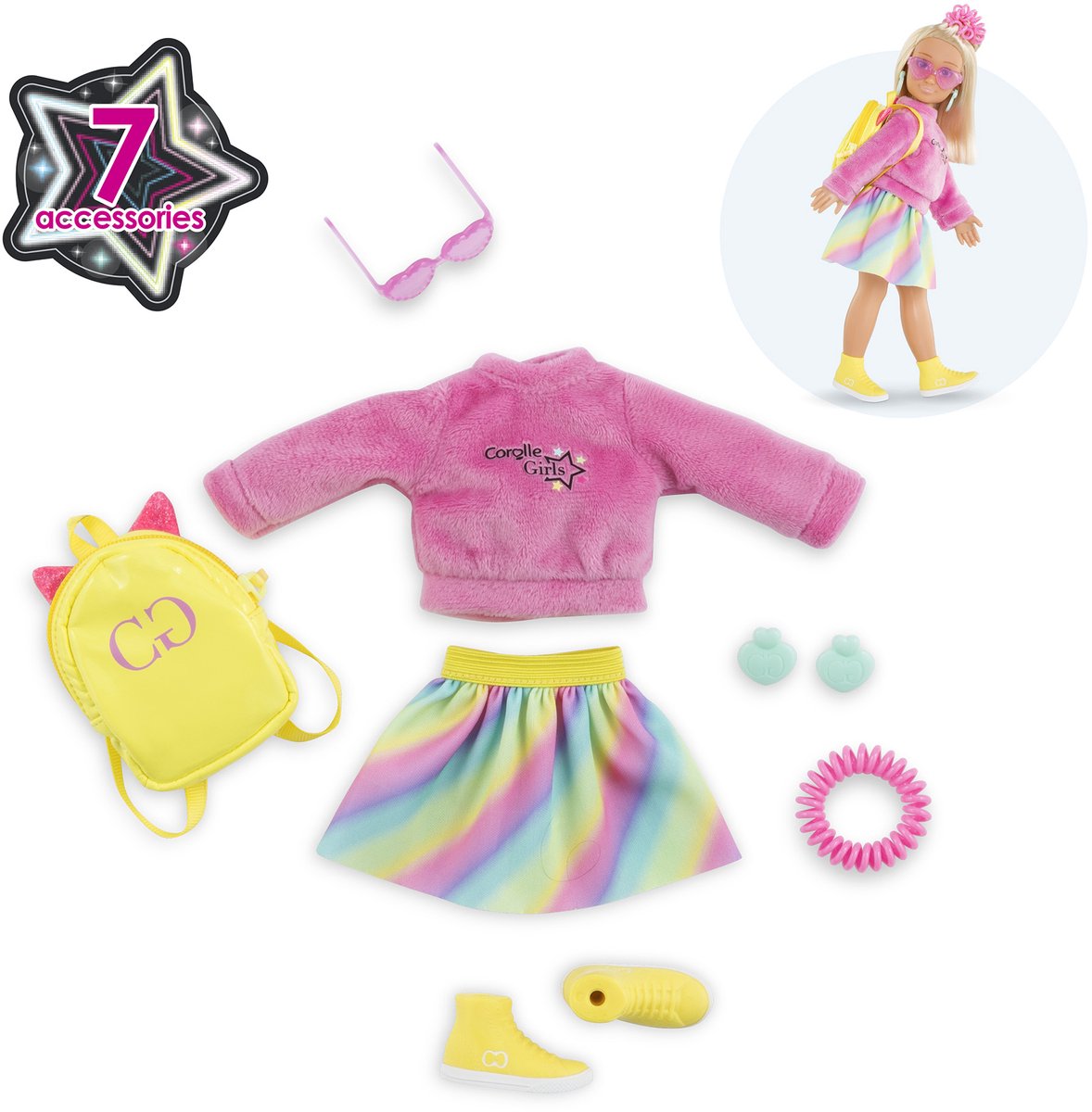 Corolle girls - poppenkleertjes fluo set dressing room