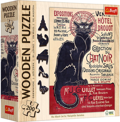 Puzzle in legno Trefl il gatto nero - puzzle artistico 200 pezzi.