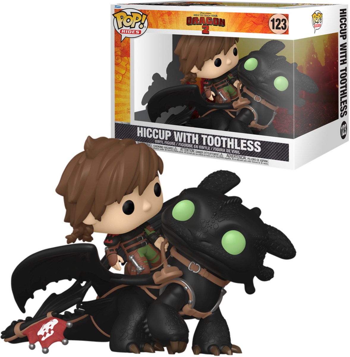 Funko cómo entrenar a tu dragón hipo con figura de vinilo desdentado (pop ride! deluxe) 123 pop! multicolor