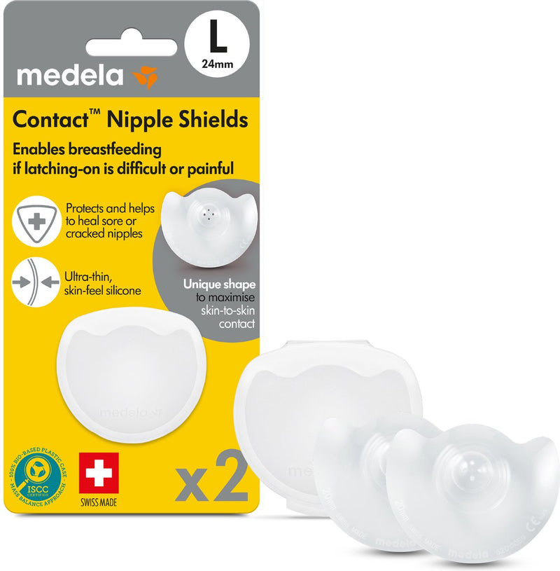 Medela contact nipple shields - help with breastfeeding - size l - 24 mm - 2 pieces