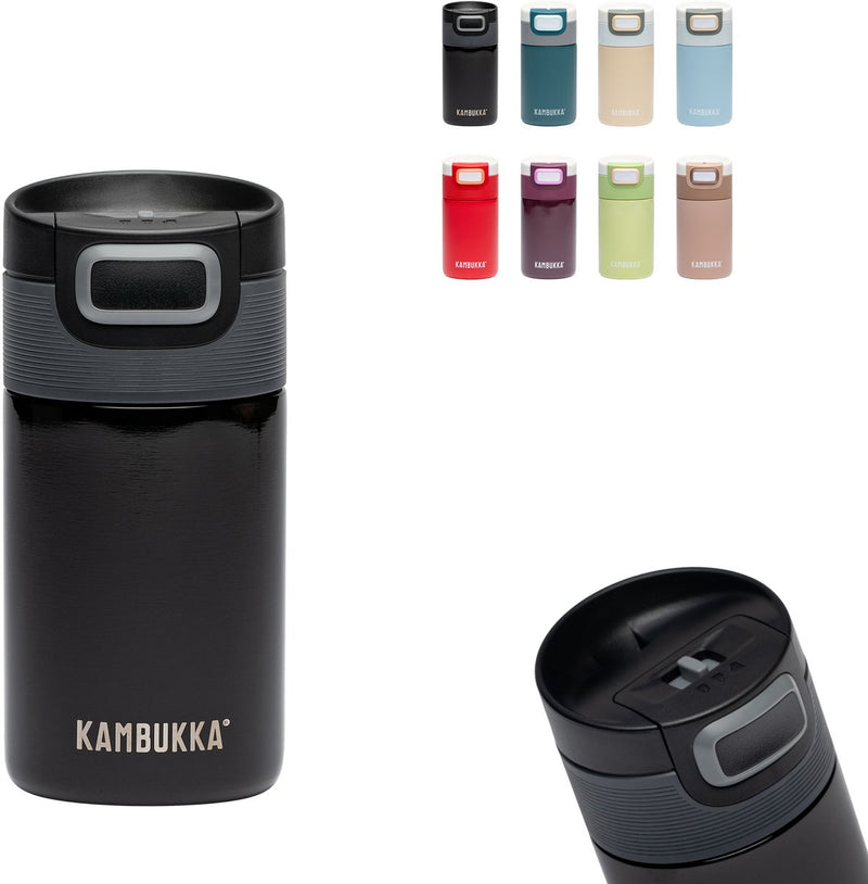 Taza termo Kambukka etna 300 ml - termo fácil de limpiar - taza de café para llevar a prueba de fugas - negro