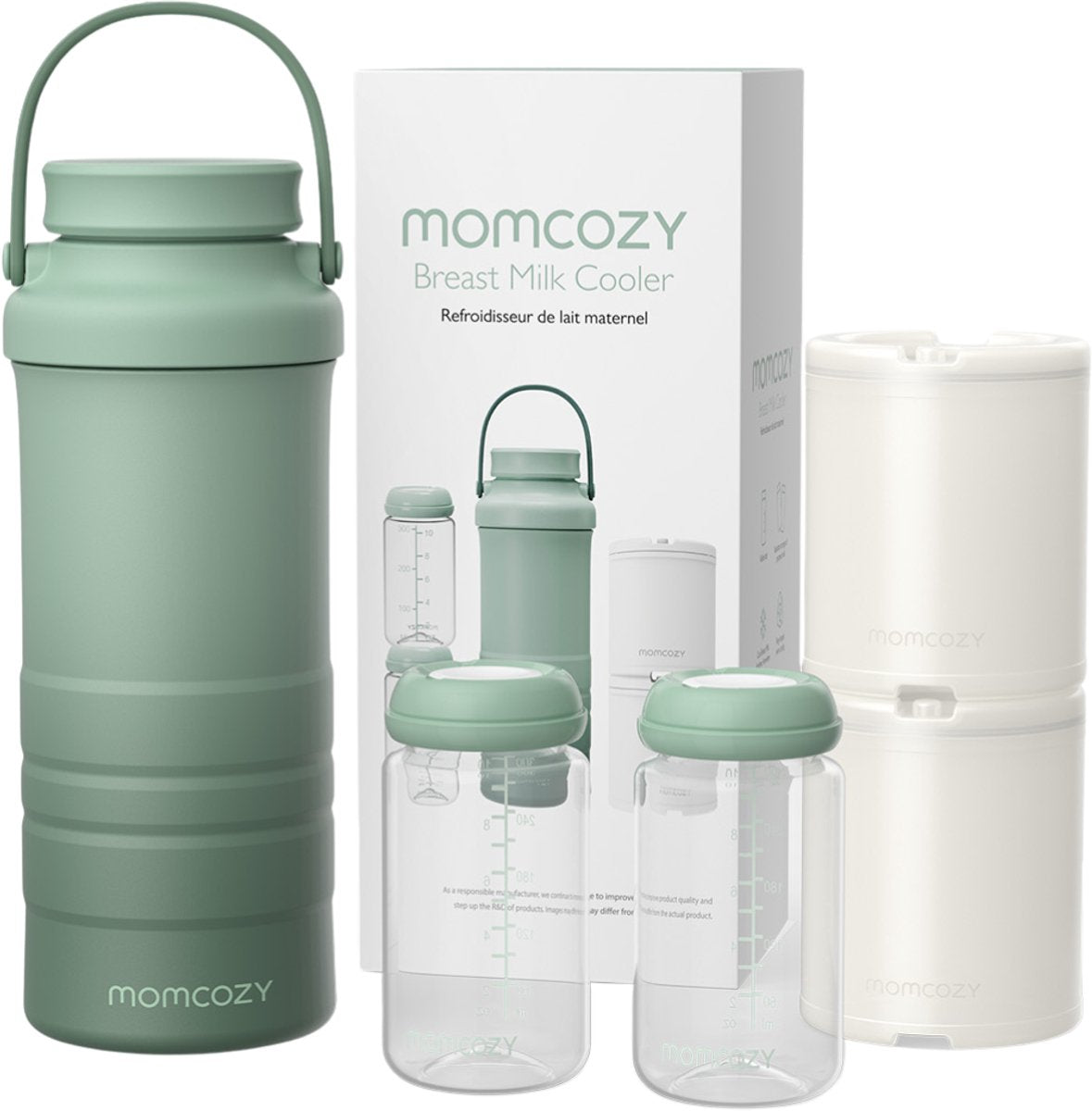 Momcozy – refrigeratore portatile per latte materno – 2 bottiglie – elemento refrigerante – senza BPA – a prova di perdite