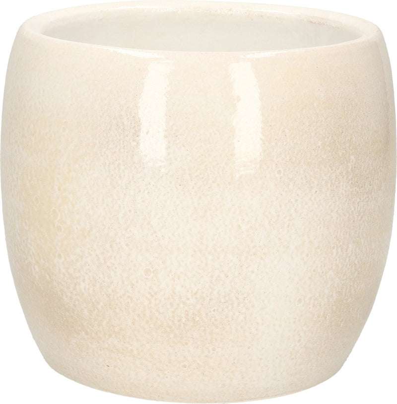 Maceta decorativa de mica - beige - cerámica - 16 x 14 cm - maceteros de interior