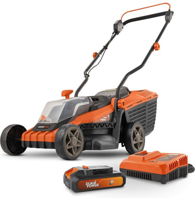 Cortacésped inalámbrico powerplus dual power powdpglws1 - Cortacésped 20 v, ø 340 mm, con batería y cargador, con recogedor de césped de 30 l y descarga trasera