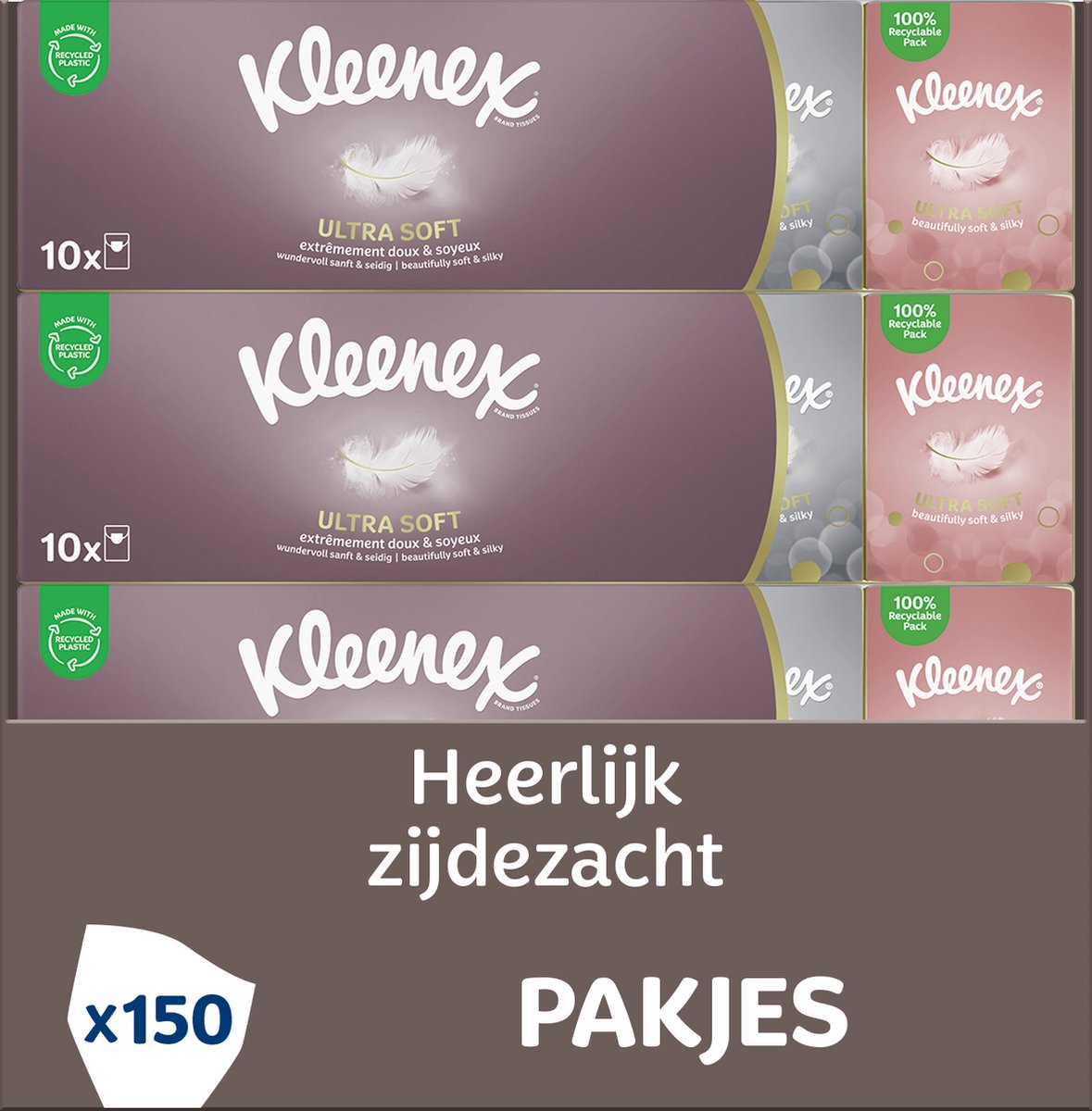 Kleenex tissues - ultra soft - value box - 10 packs x 15 pieces - 150 tissues