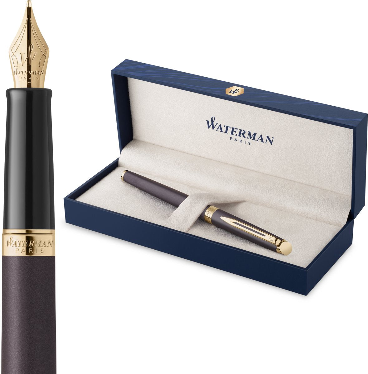 Waterman hémisphère vulpen | de subtiele versie | lavazwart | roestvrijstalen medium penpunt | met geschenkdoos