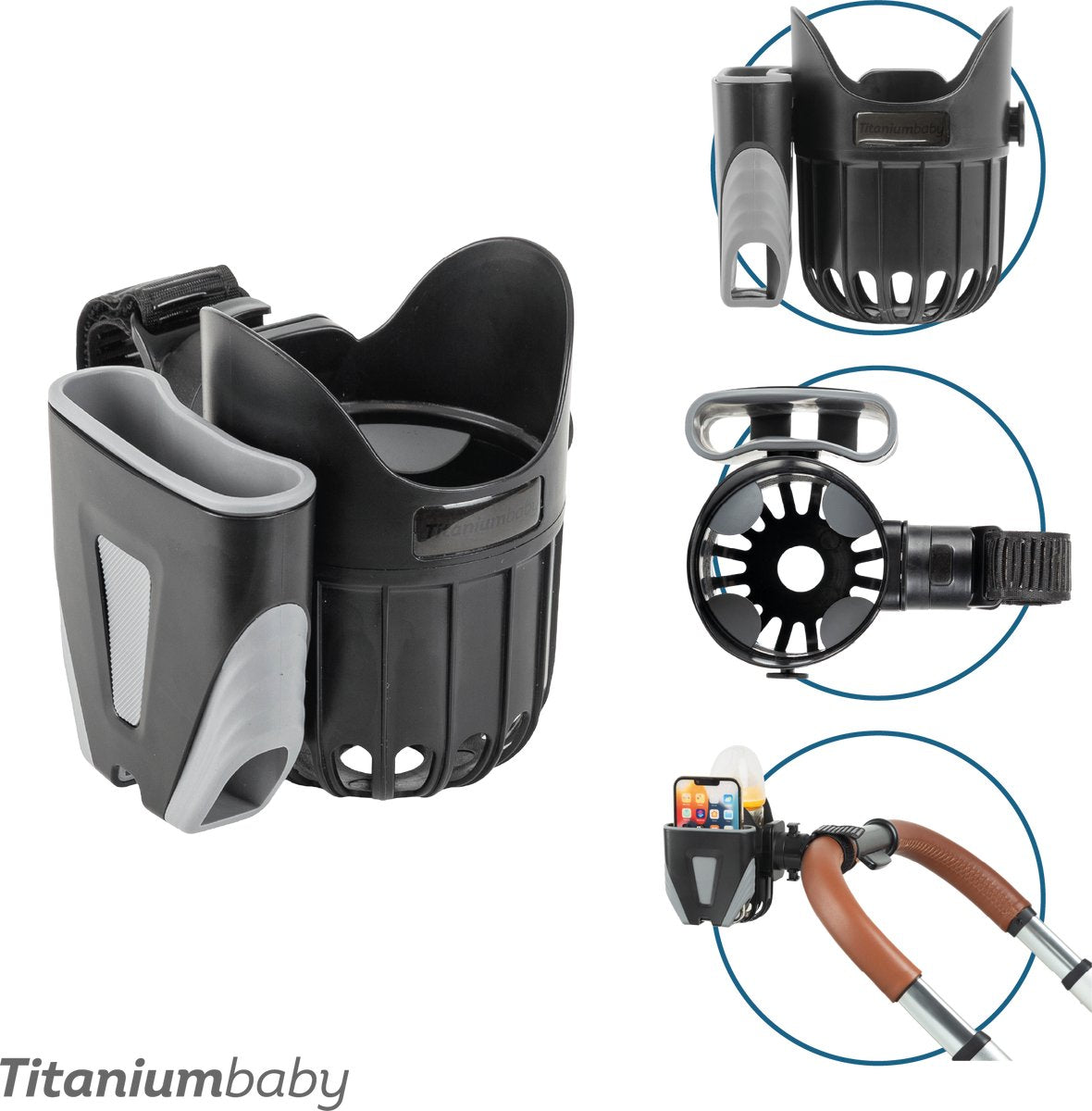 Titanium baby porta cellulare e portabicchieri universale Titanium baby