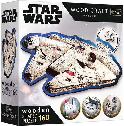Trefl - rompecabezas - 160 rompecabezas con formas de madera - halcón milenario lucasfilm star wars fsc mix 70%