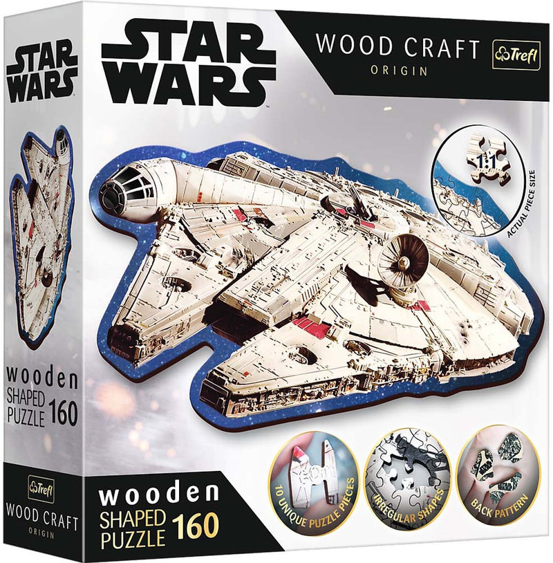 Trefl - rompecabezas - 160 rompecabezas con formas de madera - halcón milenario lucasfilm star wars fsc mix 70%