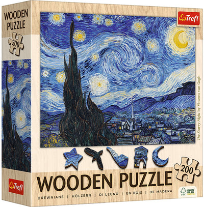 Puzzle trefl - la noche estrellada - vincent van gogh - 200 piezas xl.