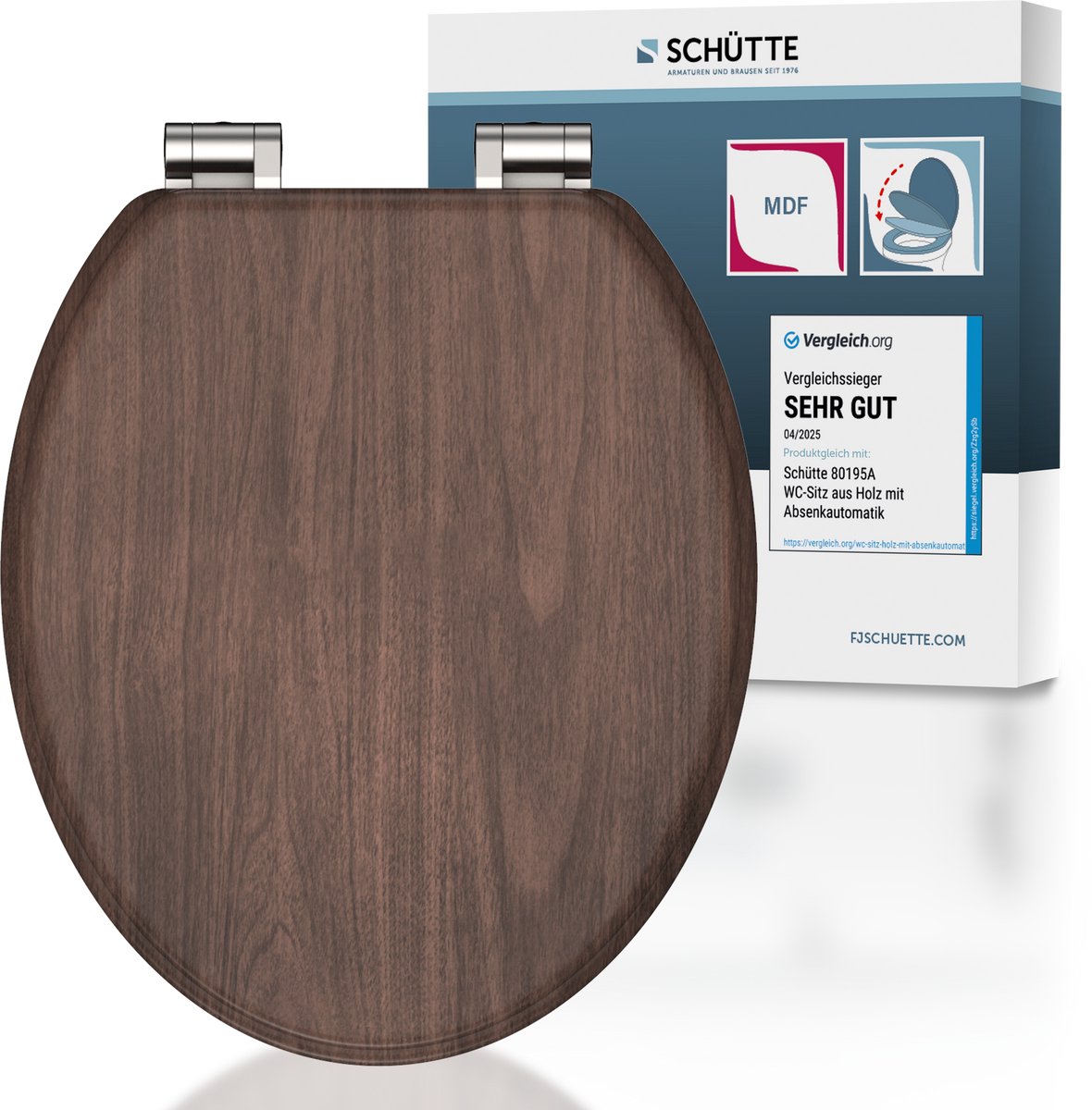 Asiento de inodoro Schütte Schütte con madera oscura de cierre suave MDF
