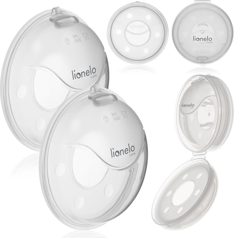 Lionelo milky plus set raccogli latte 2 pezzi - 2x40 ml - con custodia - senza BPA - adatto al reggiseno - forma a conchiglia - riutilizzabile - sterilizzabile