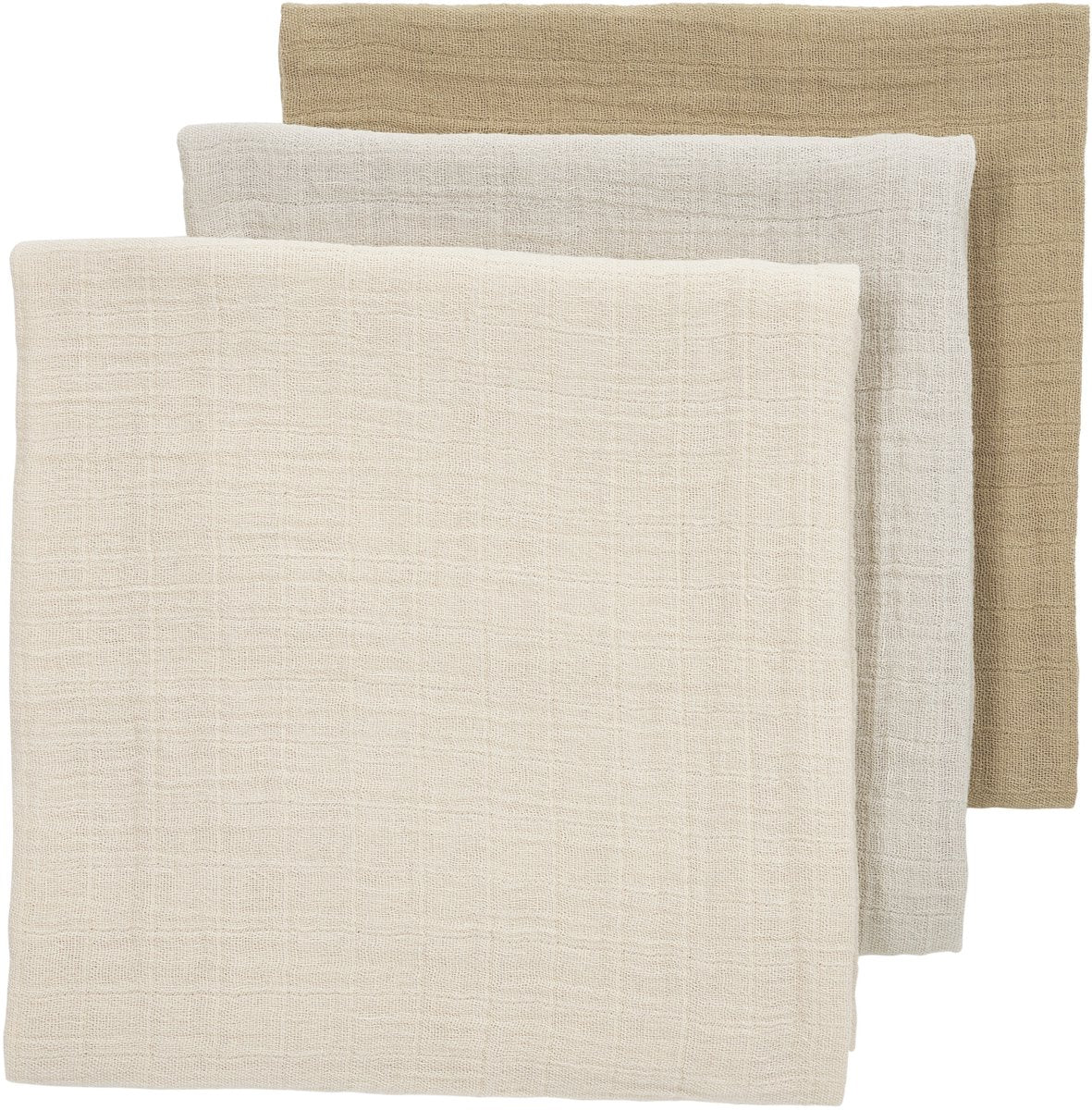 Meyco baby uni pre-washed hydrofiele doeken - 3-pack - pre-washed hydrofiel - soft sand greige taupe - 70x70cm