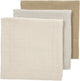 Meyco baby uni pre-washed hydrofiele doeken - 3-pack - pre-washed hydrofiel - soft sand greige taupe - 70x70cm