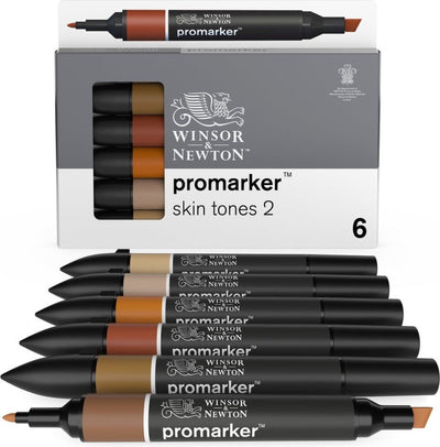 Winsor Newton 0290115 Promarker™ 6 Skin Tones Set 2 | professional layout markers alcohol markers
