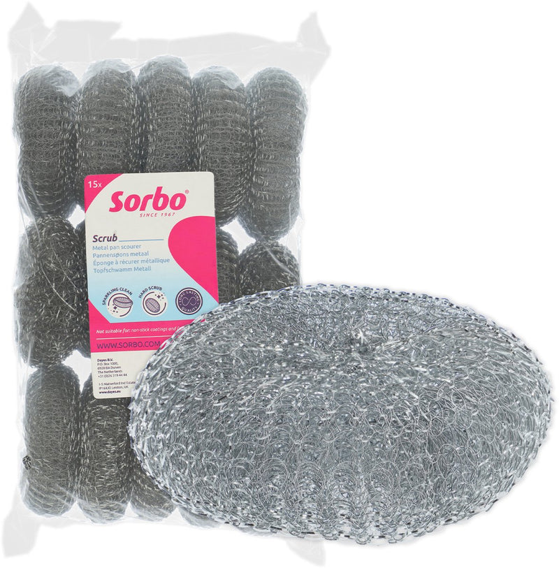Set di spugne abrasive in metallo Sorbo, 15 pezzi, spugna resistente in acciaio inox, confezione conveniente