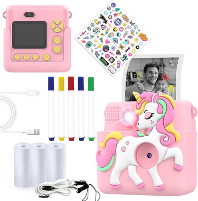 Macchina fotografica per bambini Denver full HD con stampante - fotocamera selfie - 20MP - fotocamera digitale per bambini - foto - video - giochi - kpc1363 rosa