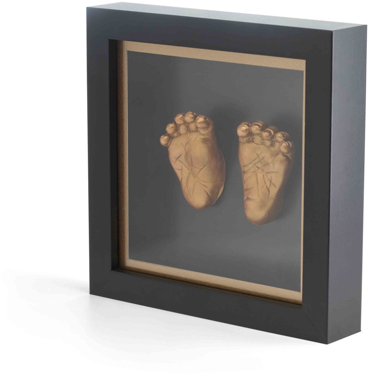 Mani felici - cornice con impronta di mano 3D per bambino - cornice in legno nero con plexiglass - inclusa alginato, vernice bronzo gesso - delicato sulla pelle, facile promemoria fai-da-te - regalo di maternità di lusso (20x20x4 cm)