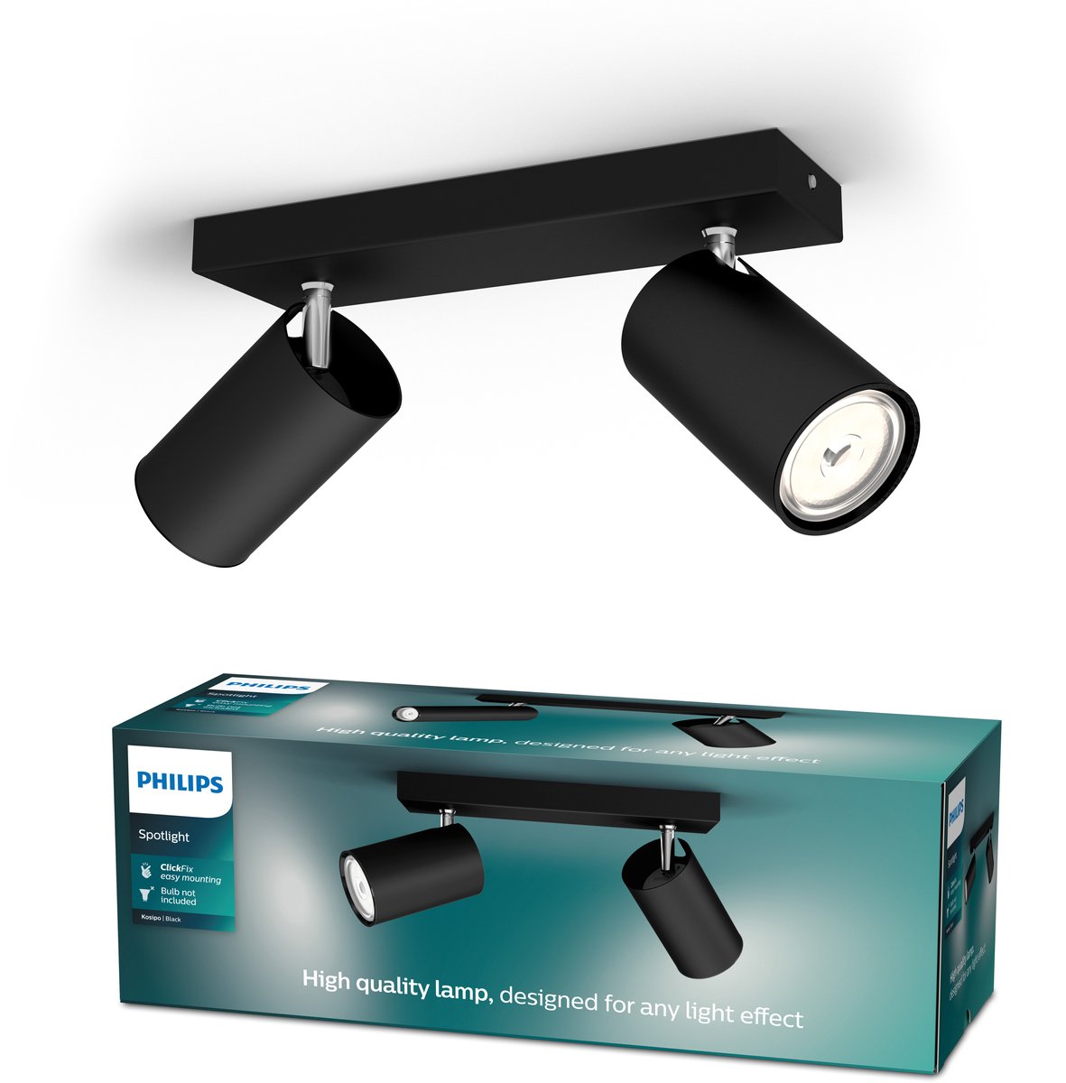 Philips LED Philips Kosipo Foco de superficie - 2 luces - negro